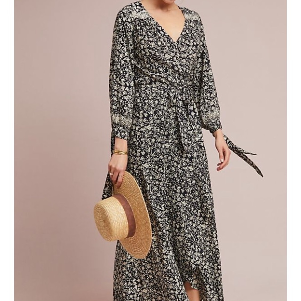 Natalie Martin Black and White Floral Maxi Dress